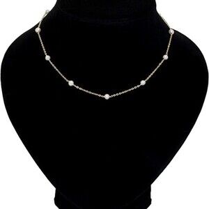 Cowlyn Pearl Choker Dainty Adjustable Necklace 18K Gold Plated
